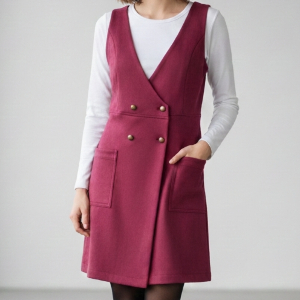 Forever 21 Burgundy Double-Breasted Mini Dress